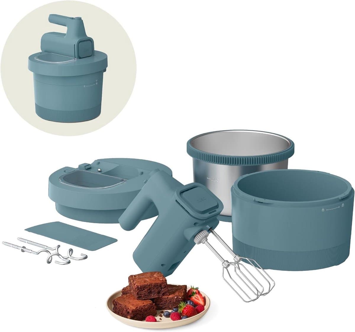 Keukenmixer Blender - Elektrisch Keukenhulpje - Bakken en Mixen - 2-in-1 Functionaliteit - 3.5 Liter Kom - Blauwgroen — afbeelding 1