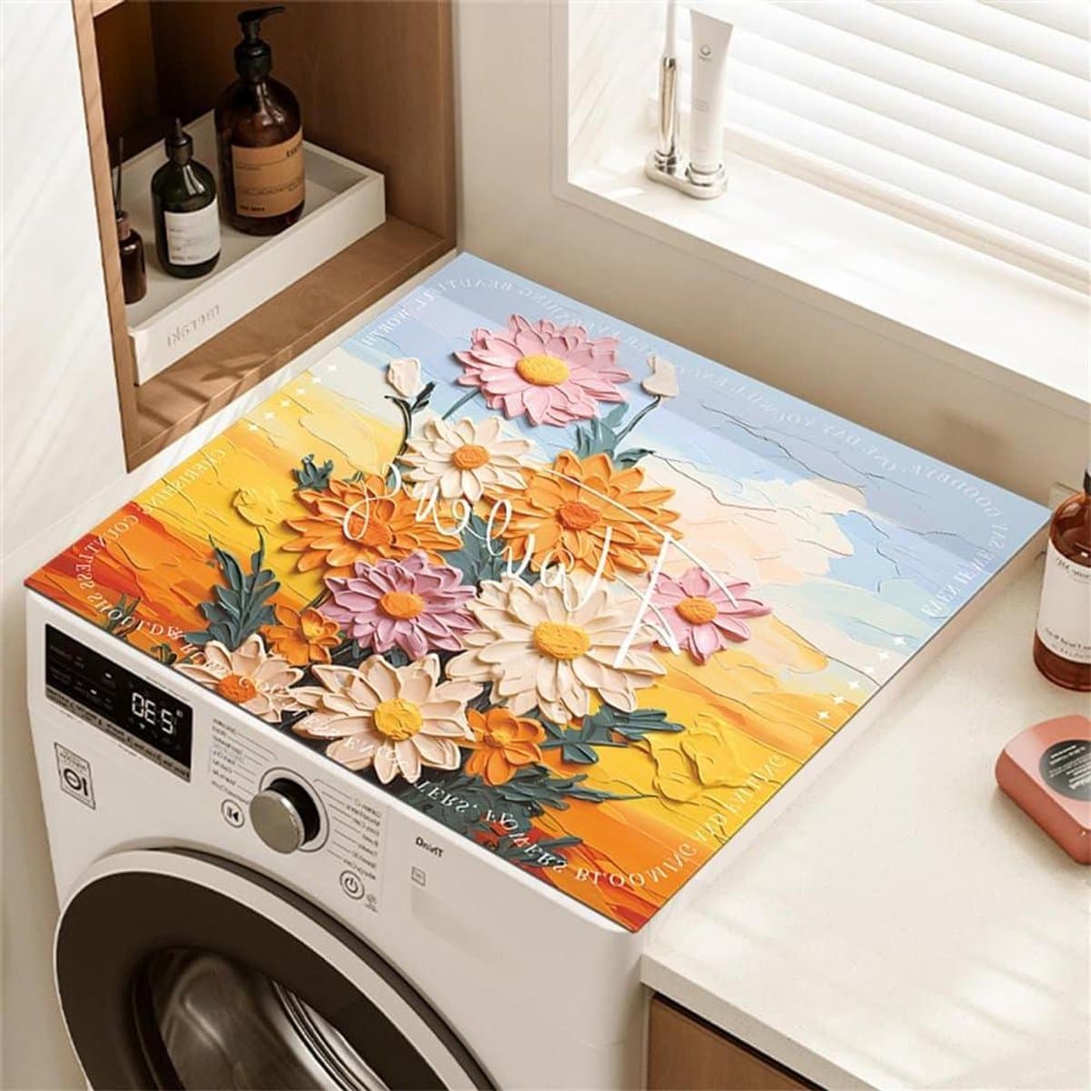 Wasmachine Droger Cover - Apparaat Beschermer - Apparaten Beschermen - Antislip Basis - 40x40cm - Oranje — afbeelding 1