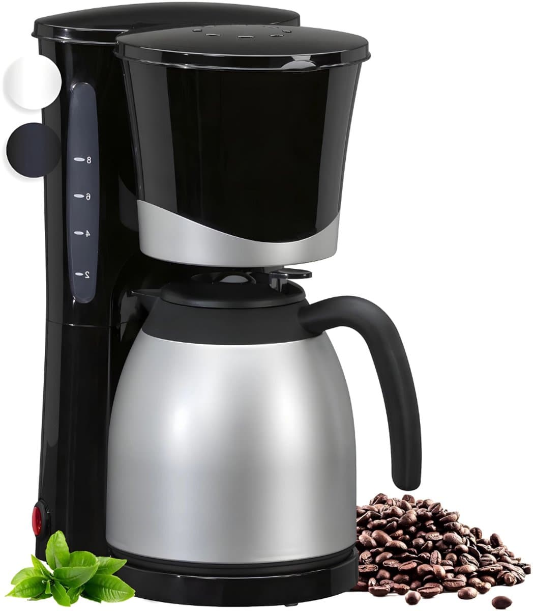 Aura® Koffiezetapparaat met Thermoskan - Koffiezetapparaat voor 10 Kopjes - Anti Drup - 1L - RVS- Zilver- 21cm x 19cm x 34cm; 1.84 kg — afbeelding 1