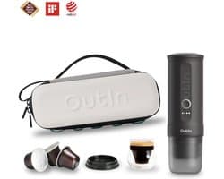Outin Nano Bundle Draagbaar Koffiezetapparaat Compact Espresso Apparaat | Oplaadbaar | Voor Onderweg | Geschikt Voor Capsules En Gemalen Koffie | Reizen Camping Auto Gebruik