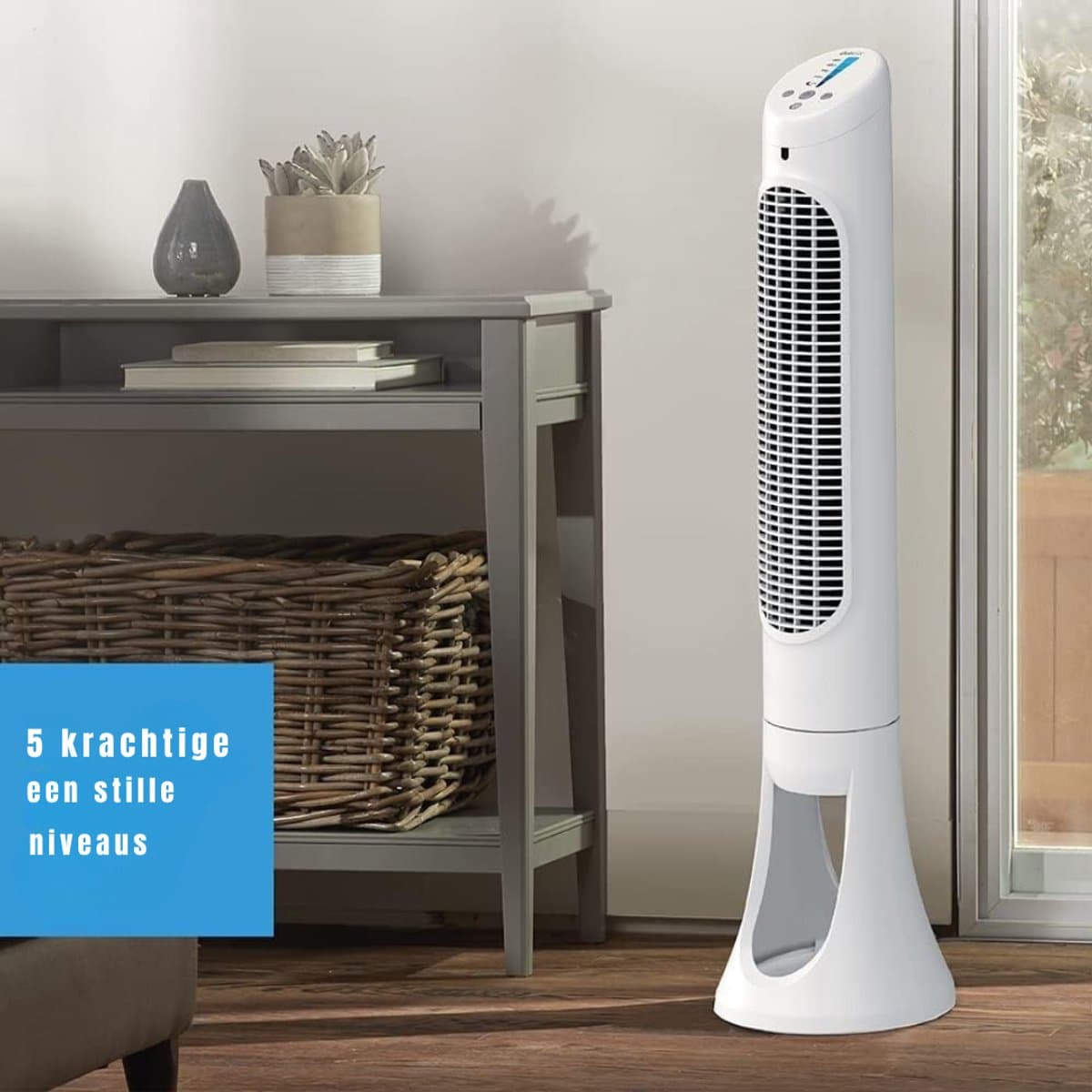 YOR® Ventilator toren - Ventilator staand - Torenventilator - Wit - 20cm x 27cm x 83cm — afbeelding 1