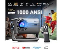 Blackview PV1000 Max Beamer - 18000 Lumens-1080P FHD-4K Decodering-Dolby Audio-VIDAA OS-360° Gimbal- Netflix YouTube Disney+- Thuiscinema Buiten-Spelmodus-TOF Autofocus