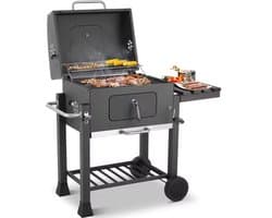 Houtskoolgrill met opvouwbare bijzettafel - BBQ-grill - buitenpicknicks - achtertuingrillen