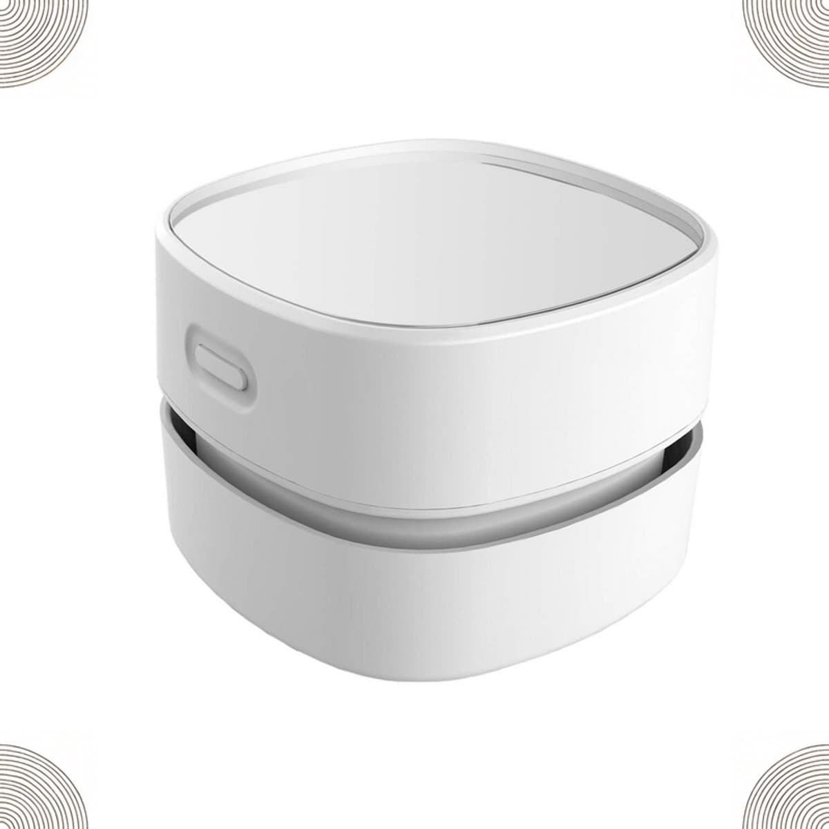 KZQ Mini-bureaustofzuiger – Duurzame mini-bureaustofzuiger (voor bureaus, lades en aanrechtbladen), draagbare draadloze bureaustofzuiger, ideaal kantooraccessoire, wit, USB-oplaadbaar — afbeelding 1