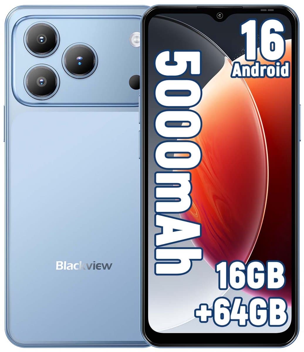 Blackview WAVE 7C Smartphone 4G - 16GB RAM - 64GB ROM - 6,56 inch - Android 16 Telefoon - 5000 mAh - Dual SIM - GPS - OTG - Blauw — afbeelding 1