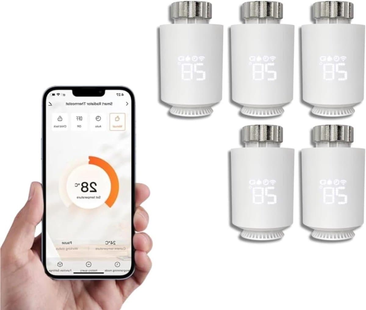 Intelligente Thermostaatkop - Slimme Radiatorregelaar - Energie Besparen - Open Raam Detectie - M30 x 15 mm - Wit — afbeelding 1