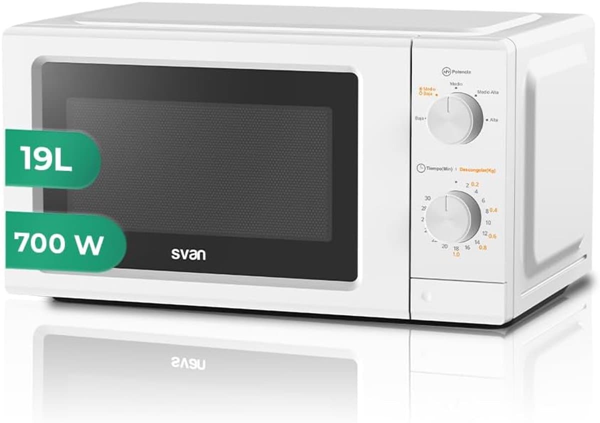 Compacte Magnetron 19 Liter Wit - 700W met 5 Vermogensstanden en Ontdooifunctie — afbeelding 1