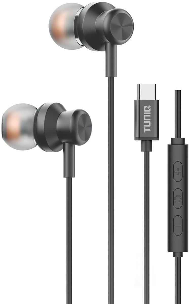 TUNIQ Bedrade Oortjes USB-C - Zwarte Oordopjes met Microfoon - Helder Geluid, Diepe Bas en Comfortabele Pasvorm – Geschikt voor Samsung, Xiaomi, OnePlus en meer — afbeelding 1