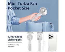 Draagbare USB Ventilator met 2600 mAh Batterij - Mini Handventilator voor Reizen en Camping