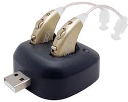 Oplaadbare Achter-het-Oor Versterker met USB-Dock - Premium Goud
