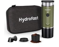 Hydrofast PO-100 draagbare espressomachine, 20 bar druk, 9600 mAh batterij, 2-in-1 capsule & gemalen koffie, draadloze verwarming, compact reisontwerp