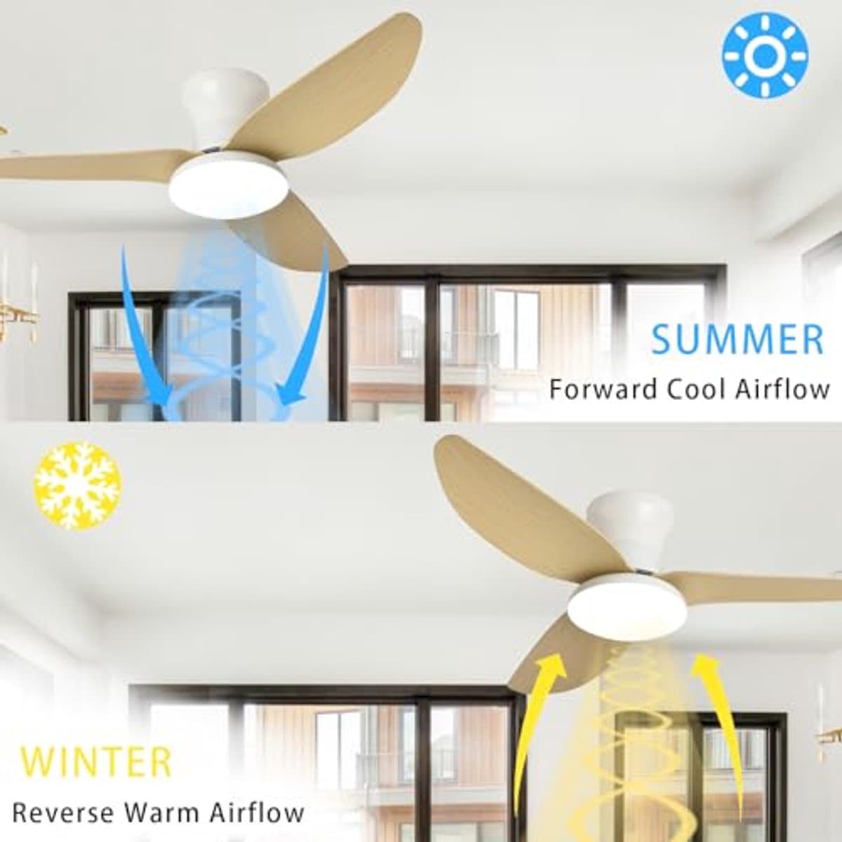 Large Ceiling Light with Fan Living Room Dimmable Remote LED Ceiling Light With Fan Reversible Silent DC Lamp With Ceiling Fan Slim Modern for Bedroom, Living Room — afbeelding 1