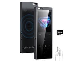 Gadgetplace MP3 speler met Bluetooth 5.2 en 32GB geheugen - Incl. Oordopjes - Met Luidspreker, FM Radio, Spraakrecorder en E-book