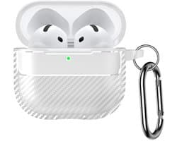 Telestore - Hoesje geschikte voor AirPods Pro 3 - TPU carbon hoesje Beschermhoes - Shockproof AirPods Pro 3 Cover - AirPods Pro 3 Hoesje - Geschikt voor Apple Airpods Pro 3 - transparant - carbon TPU cover