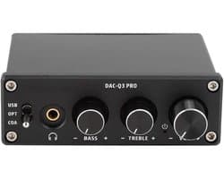 Hoogwaardige DAC Decoder met Hoofdtelefoonversterker en Toonregeling - USB, Optisch & Coaxiaal