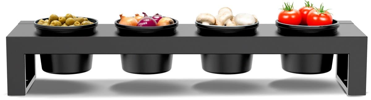 Cozze® topping station met vier niet-klevende kommen voor buitenkeuken en tafelgebruik — afbeelding 1