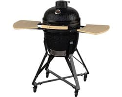 KitchenBrothers Kamado BBQ - 18 Inch Houtskool Barbecue - 38,5⌀ cm - PFAS-vrij - Complete Set - Egg BBQ met Accessoires inclusief Hoes - Zwart