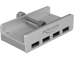 Externe USB Hub - Poorten Uitbreider - Extra Aansluitingen - Bevestigingsmogelijkheid - Zilver