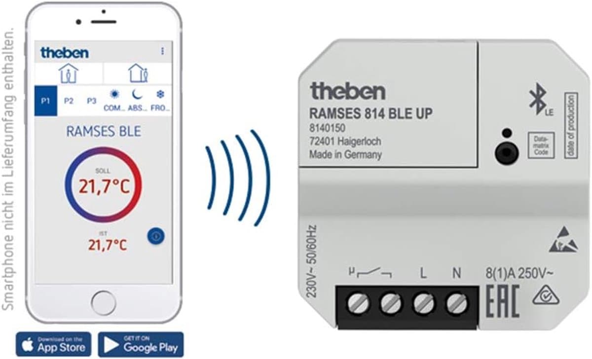 Slimme Thermostaat - App Bediening - Energie Besparen - Onzichtbare Inbouw - Grijs — afbeelding 1