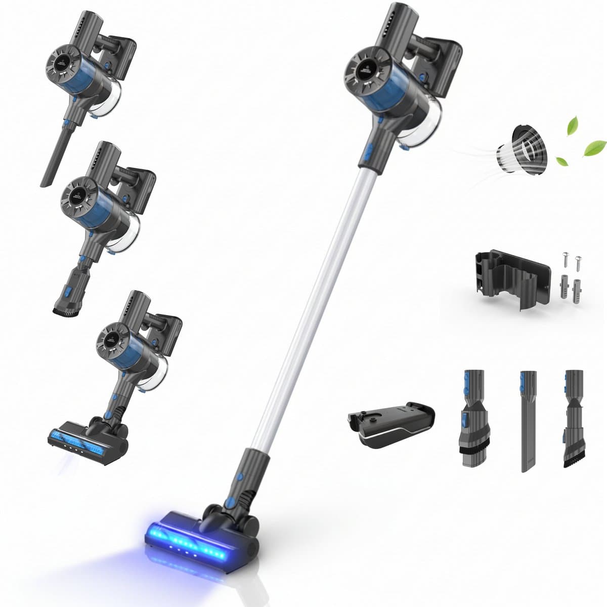 Innova® PowerVac Steelstofzuiger Draadloos - 500 Air Watts - met 4 verschillende opzetstukken - Draadloze Stofzuiger - Zonder zak op accu - Vacuum Cleaner — afbeelding 1