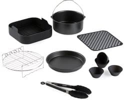 DOMO 168 Accessoires Airfryer – 12-delig – Geschikt voor (X)XL Airfryers (Ø 20,5 cm) – Heteluchtfriteuse Accessoires Set - PFAS-vrije antiaanbaklaag – Vaatwasmachinebestendig