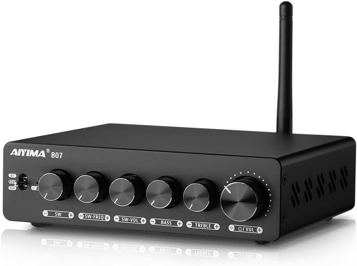 Krachtige 2.1 Kanaals Bluetooth 5.2 Versterker 300W x 2 + 300W Subwoofer voor Thuis en Boekenplank Luidsprekers — afbeelding 1