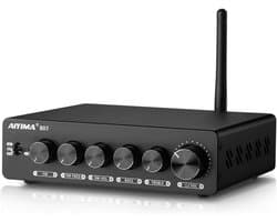 Krachtige 2.1 Kanaals Bluetooth 5.2 Versterker 300W x 2 + 300W Subwoofer voor Thuis en Boekenplank Luidsprekers