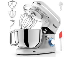 Fentic Keukenmachine - 2000W - RVS Mengkom (6,2 L) - Keukenrobot - Foodprocessor - Mixer met Garde, Deeghaak en Menghaak - Incl. extra Accessoires - Zilver
