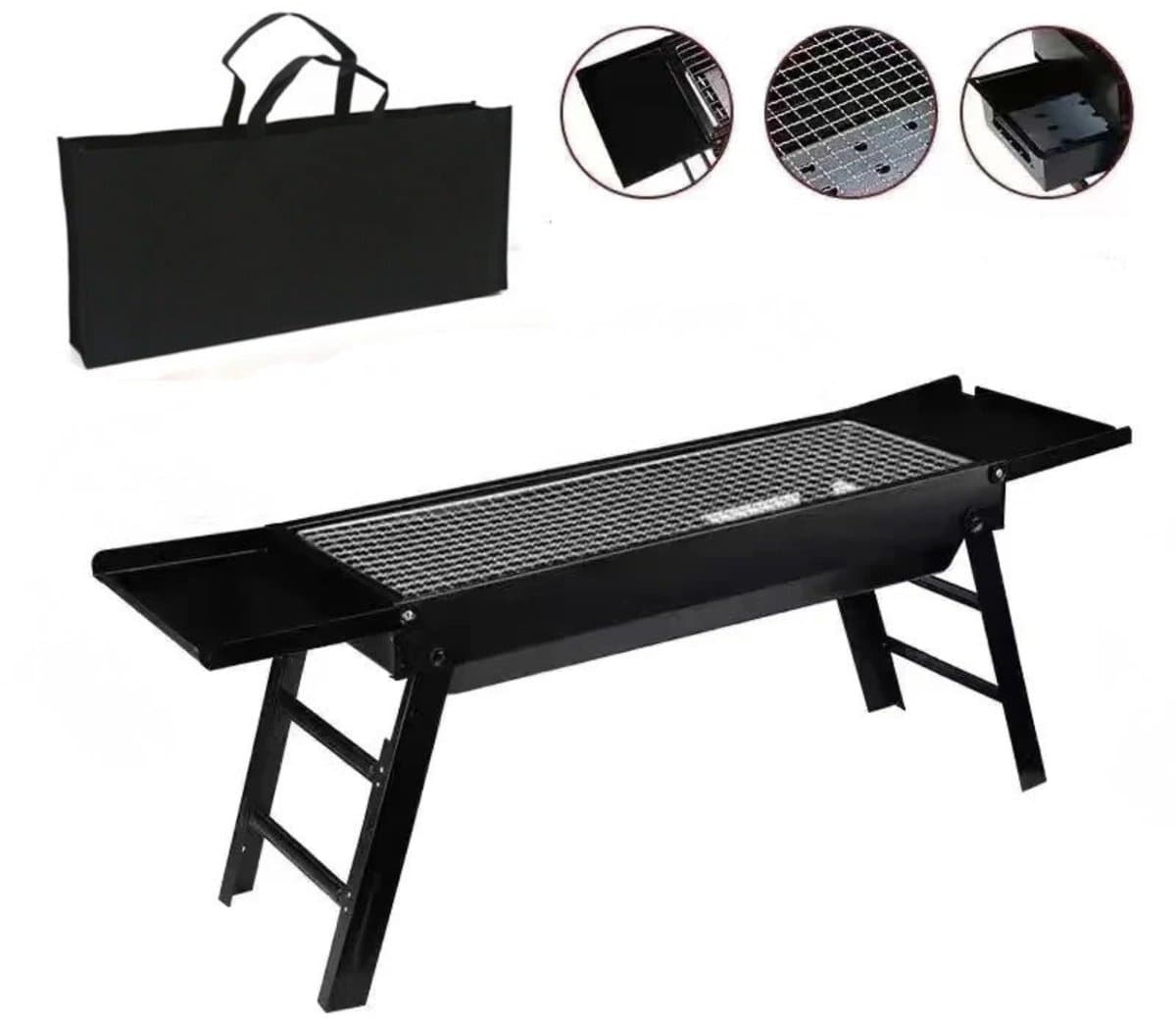 Rolu BBQ – Barbecue – Grill – Houtskool BBQ – Camping – Voor 3 Tot 5 Personen – 60 x 22 x 33 CM – Inclusief Opbergtas — afbeelding 1