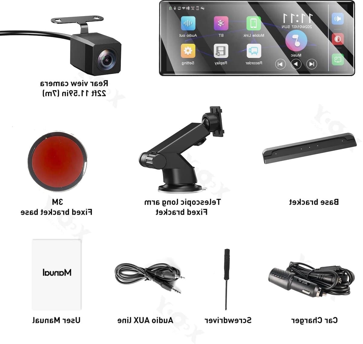 Navigatiesysteem Auto - Dashcam voor auto - GPS Navigatie - Draadloze - 4K DVR - Bluetooth Audio - ADAS Systeem - 11,3" - Achteruitrijcamera — afbeelding 1