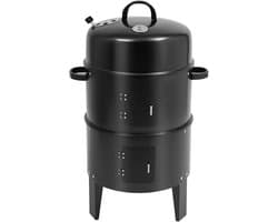 Linkforu - 3-in-1 Multifunctionele BBQ – Grill - Stook- Rookoven met Deksel en Thermometer – Houtskoolgrill – 2 Verstelbare Kleppen
