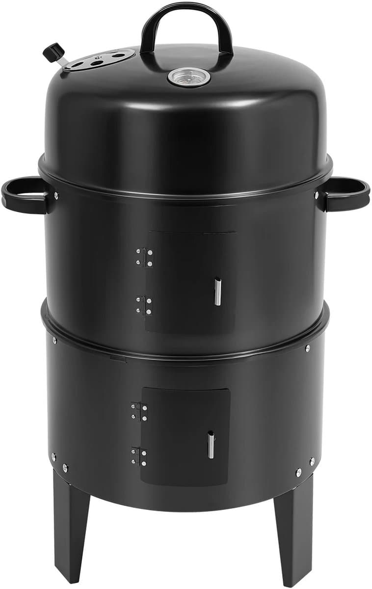 Linkforu - 3-in-1 Multifunctionele BBQ – Grill - Stook- Rookoven met Deksel en Thermometer – Houtskoolgrill – 2 Verstelbare Kleppen — afbeelding 1