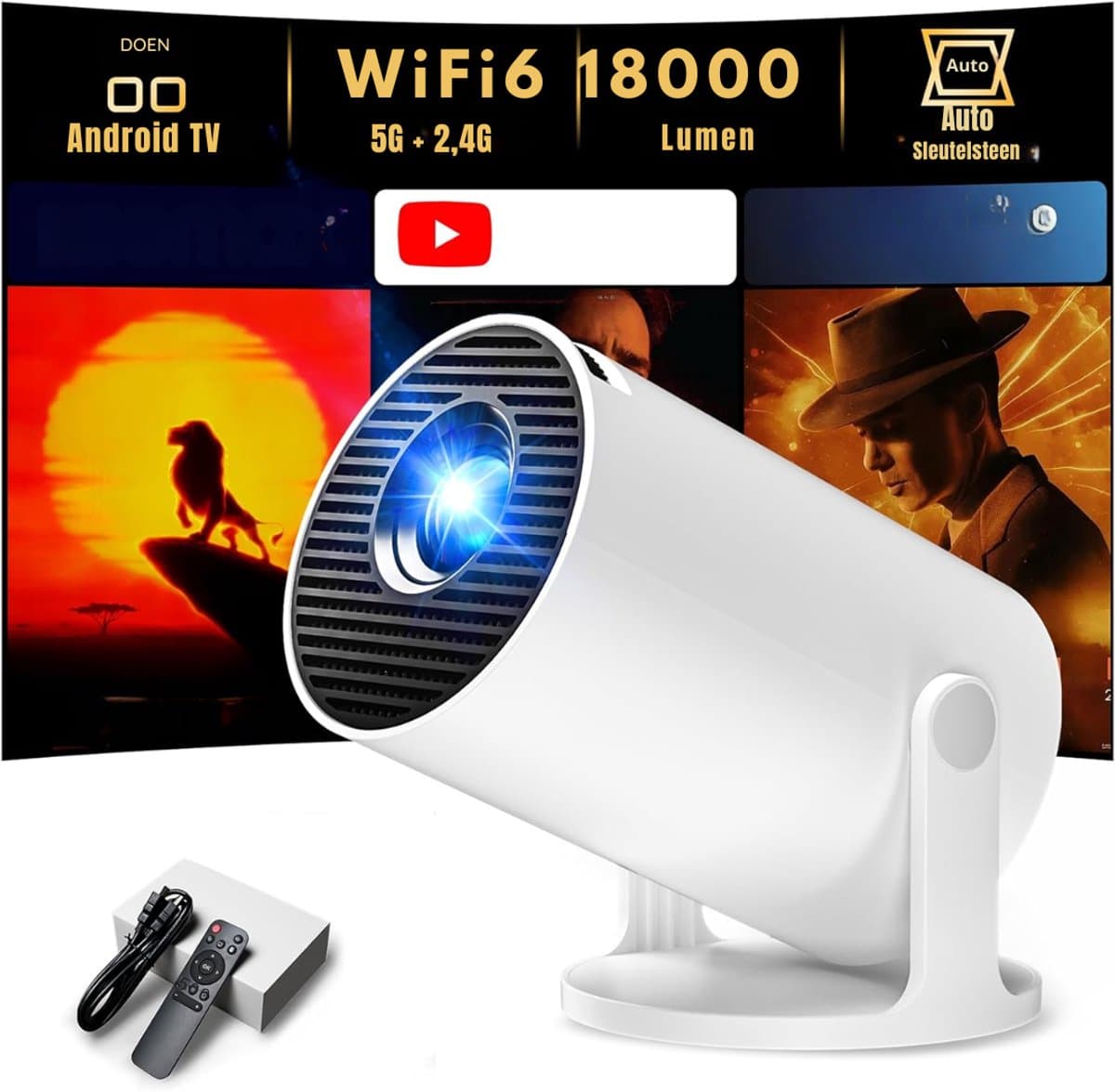 Florixa® Draagbare beamer - Beamer - Projector - Mini Beamer - Wit- 14cm x 8cm x 9cm — afbeelding 1