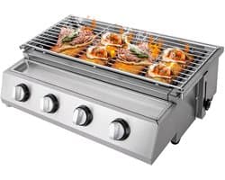 Rolu Gas BBQ – Gasbarbecue – Tafel Barbecue – Infrarood Systeem – 4 Branders – RVS – Draagbaar – Geschikt Voor LPG