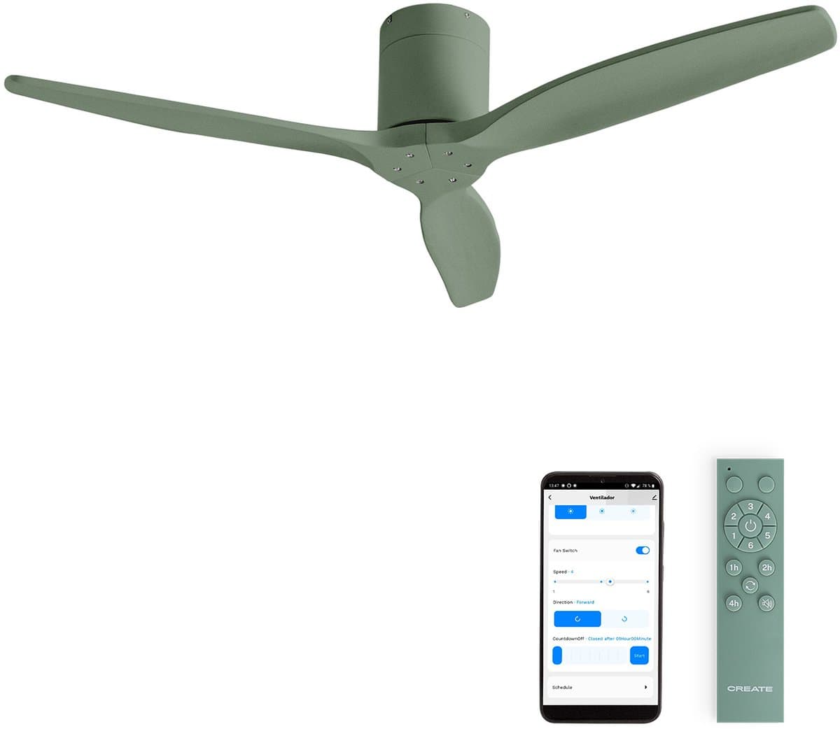 CREATE - Stille 40W plafondventilator met technische ABS bladen in verschillende maten - WIND CALM — afbeelding 1