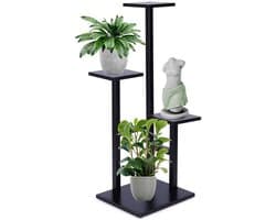 SERALUXE - Plantenrek met 4 Lagen - Plantenstandaard - Plantentafel - Plantenrekken - Plantentrap - Plantentafeltje voor binnen - buiten - Plantenrek voor Bloempotten - Planten etagere - Zwart