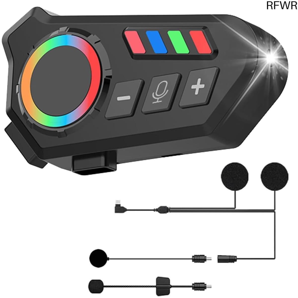 RFWR® Motorhoofdtelefoon met Bluetooth, RGB-verlichting en HD-ruisonderdrukking voor optimale rijervaring — afbeelding 1