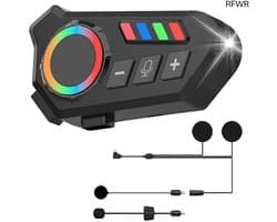 RFWR® Motorhoofdtelefoon met Bluetooth, RGB-verlichting en HD-ruisonderdrukking voor optimale rijervaring