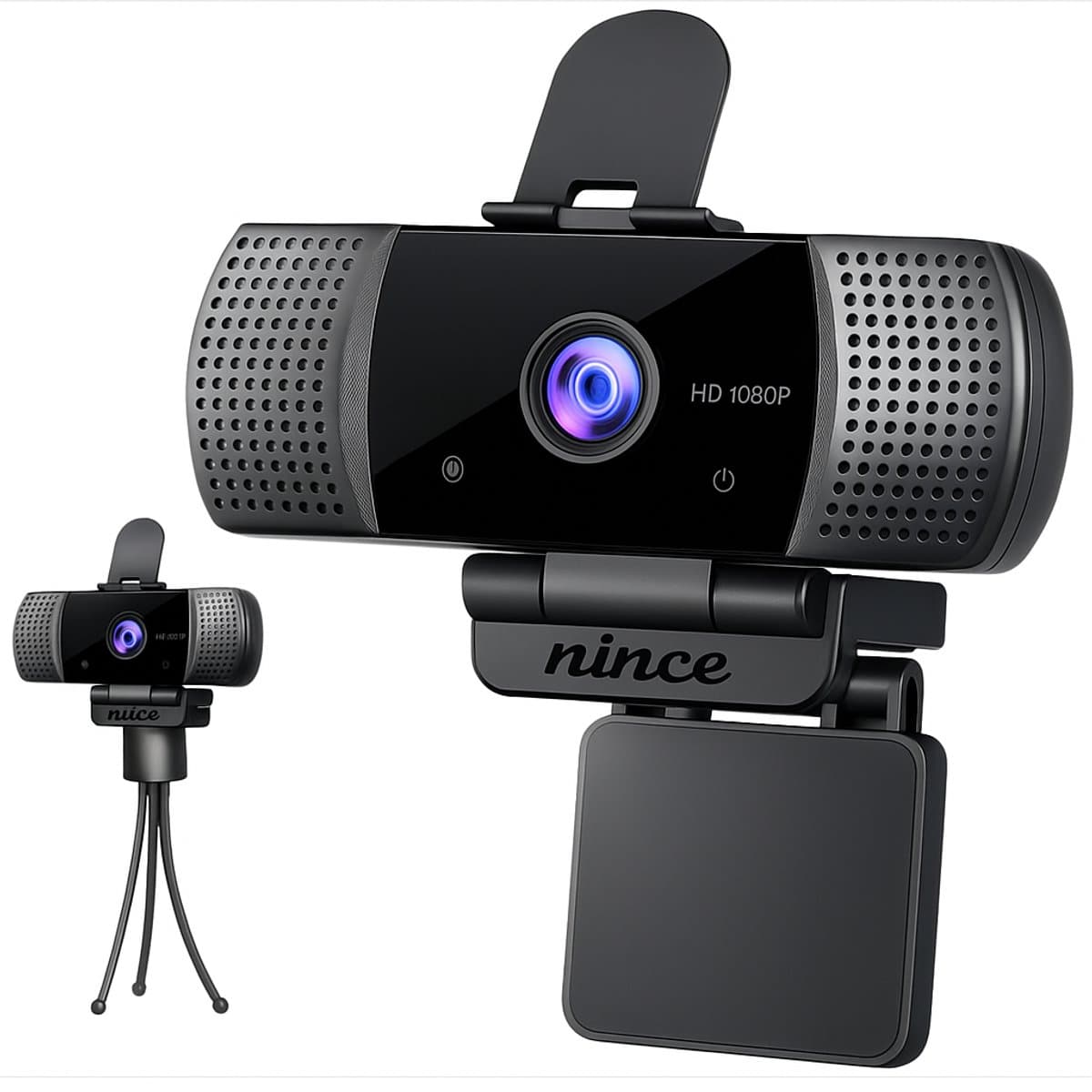 Nince Webcam - Full HD 1080P - PC Webcam - Laptop Webcam - USB Webcam - Met Statief - Privacy Cover - Webcam met Microfoon — afbeelding 1
