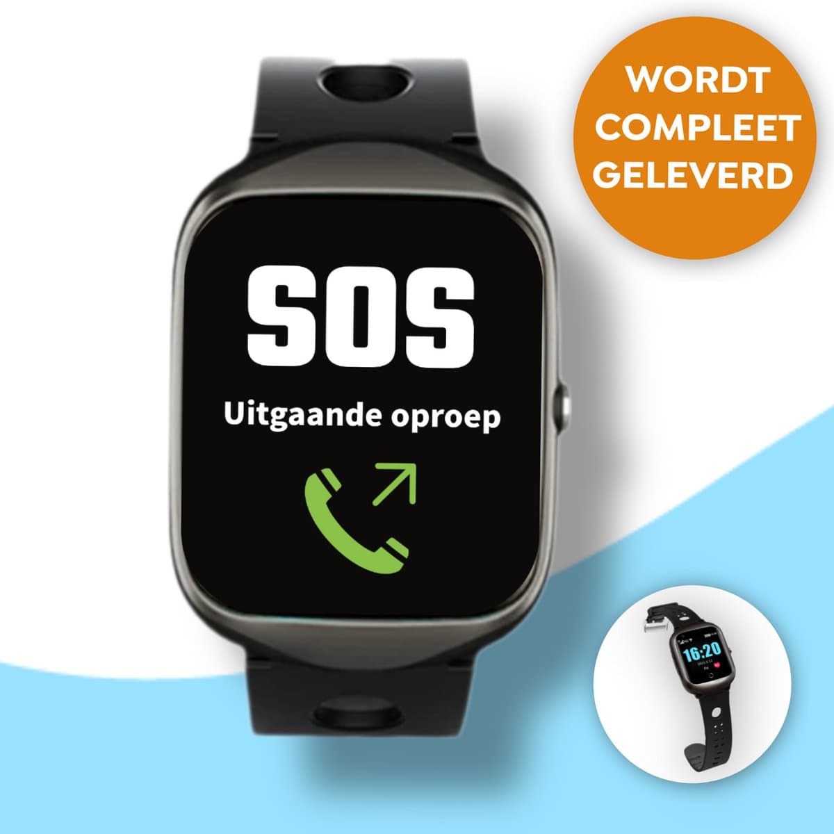 Wiesba® WB33S - GPS Horloge Senior - Smartwatch voor Ouderen - Persoonlijke alarmen - alarm horloge ouderen - GPS Horloge Alzheimer - Valdetectie - Persoonlijk alarm — afbeelding 1