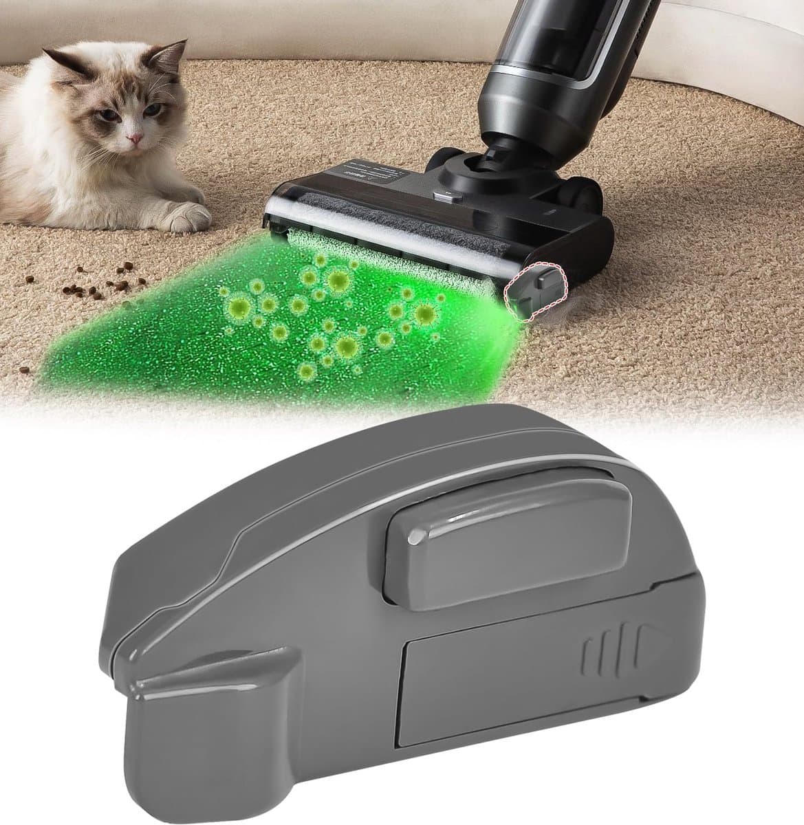 Dust Detector Light - LED Licht - Batterijen - Grijze Kunststof voor Stofzuiger Thuis Kantoor Accessoires — afbeelding 1