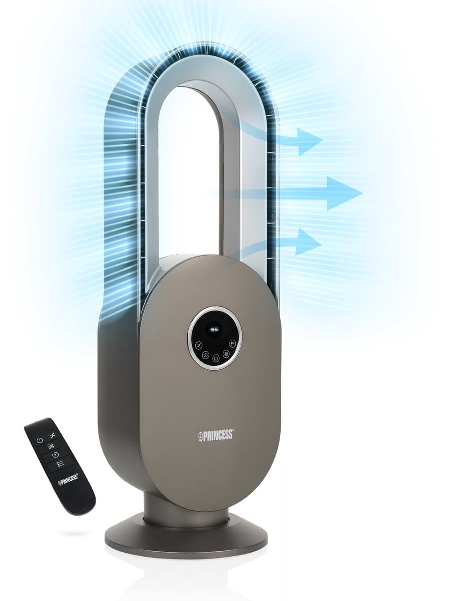 Bladloze Ventilator – 45 W – Oscillerend – Timer 15 U – LED Display – Afstandsbediening – Stil & Krachtig – Princess 351500 – Wit — afbeelding 1