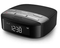 PHILIPS TAR3505 - Digitale wekkerradio DAB+, Dubbel Alarm, Slaaptimer, Compact Ontwerp, Dab+/Fm-Digitale Radio, Automatische Tijdsynchronisatie, Batterijbeveiliging, Zwart, 13.1 x 13.1 x 5.4 cm