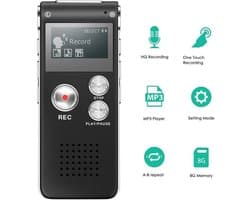 LOUZIR Digitale Dictafoon Voice Recorder 8GB Audio Opname Spraak Recorder met Display