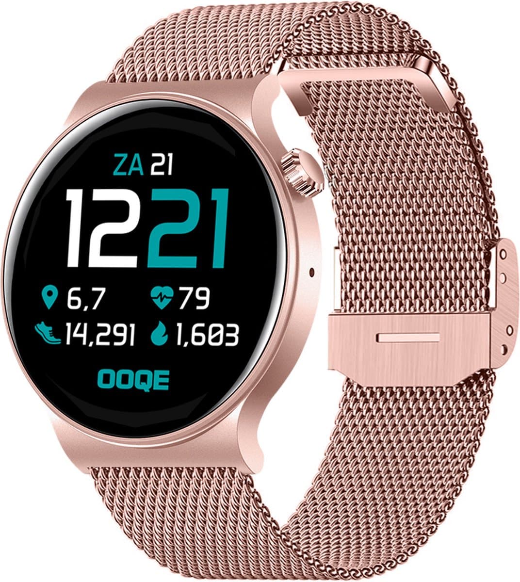 OOQE WATCH CS PRO - Smartwatch Heren en Dames | Geschikt voor iOS en Android | HD | Notificaties | Gezondheidsanalyse | Sportanalyse | GPS Koppeling | Bellen | Muziek/Audio Luisteren | Spelletjes | Ergonomisch | Nederlandstalig | Rosé Goud — afbeelding 1