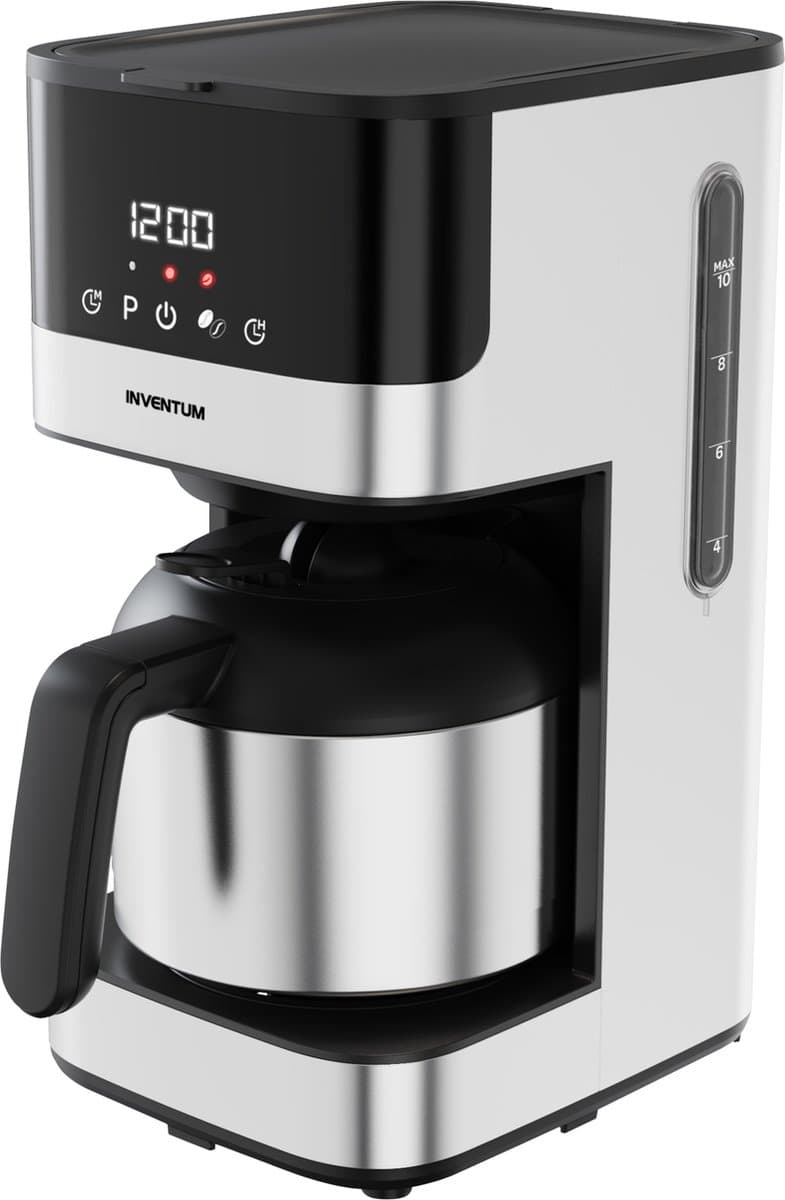 Inventum KZ818D - Koffiezetapparaat - 1,2 liter - 10 kopjes - Filter 1x4 - Thermoskan - Display met timer - Filterkoffie - RVS/Zwart — afbeelding 1