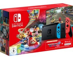 Nintendo Switch Mario Kart 8 Deluxe + 3 maanden Online Lidmaatschap Bundel - Blauw / Rood