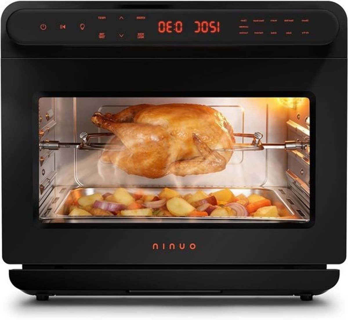 Multifunctionele Airfryer Oven - Heteluchtfriteuse Mini-oven - Gezond Bereiden - Stoom en Hetelucht - 12 Liter - Zwart — afbeelding 1