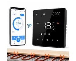 CONENTOOL WIFI Slimme Thermostaat 16A - Programmeerbaar - geschikt voor Elektrische Vloerverwarming - Zwart