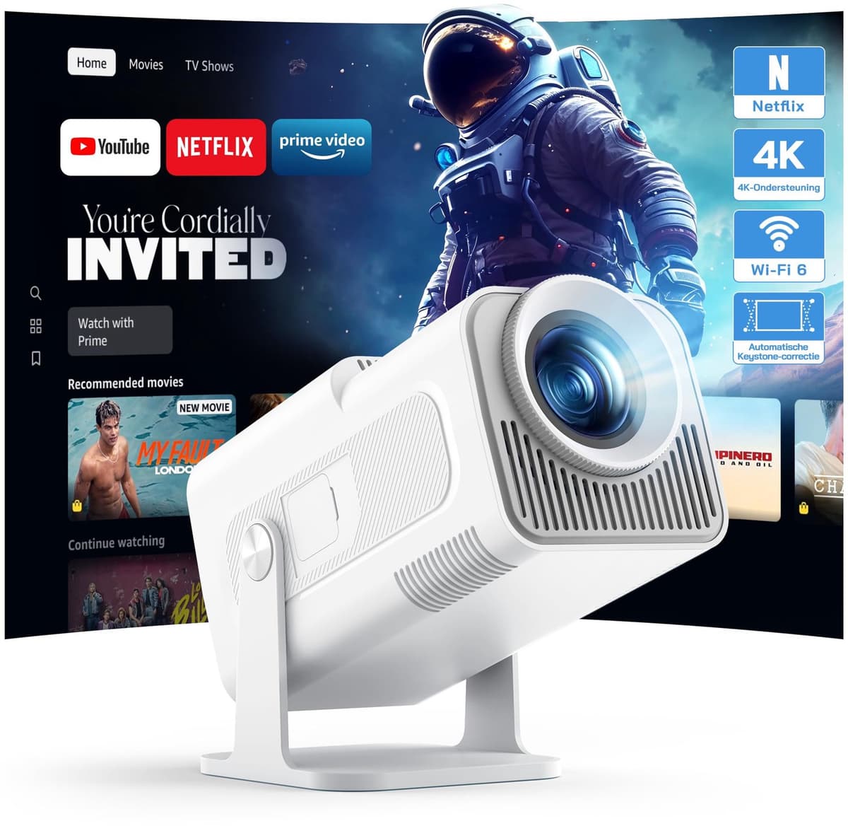 Mini Beamer Full HD 1080P - 180° Draaibaar - 1920 x 1080 Resolutie - DLP - Draagbaar - Voor Thuisbioscoop En Buitenfilmprojectie — afbeelding 1